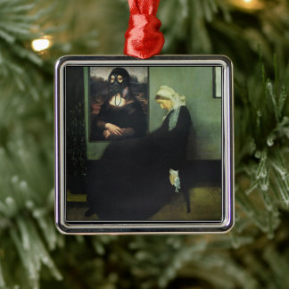 Mona Lisa Gassed Whistler's Mother Metal Ornament