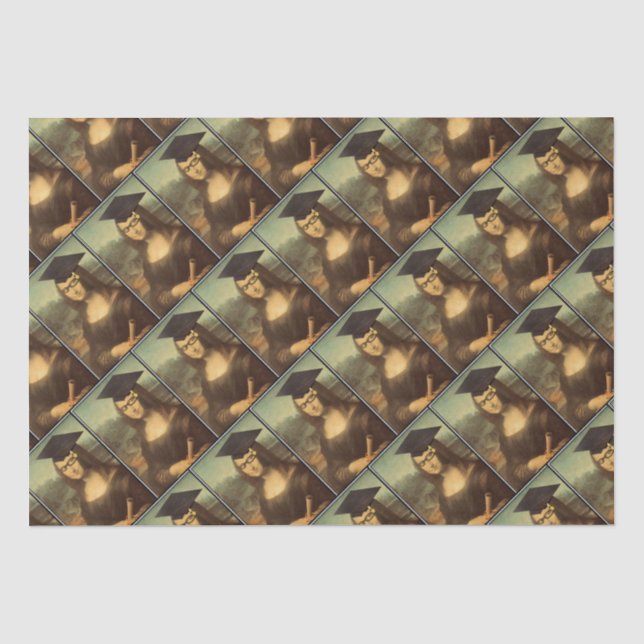 Mona Lisa Glasses Graduation Tissue Paper (Front)