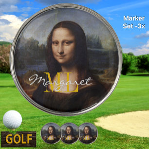 Mona Lisa Golf Marker, Monogram, Leonardo da Vinci Ball Marker