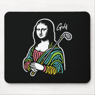 Mona-lisa Golfer - Funny Mona-lisa Golf Lover Mouse Pad