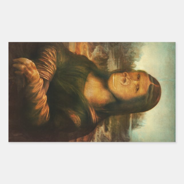 Mona Lisa Gorilla Ape Rectangular Sticker (Front)