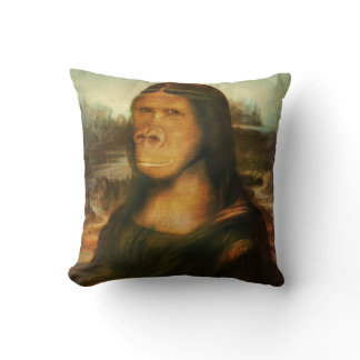 Mona Lisa Gorilla Ape Throw Pillow