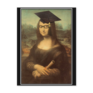 Mona Lisa Graduation Grad Cap Announcement Postcard
