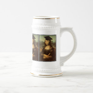 Mona Lisa Graduation Grad Cap Beer Stein
