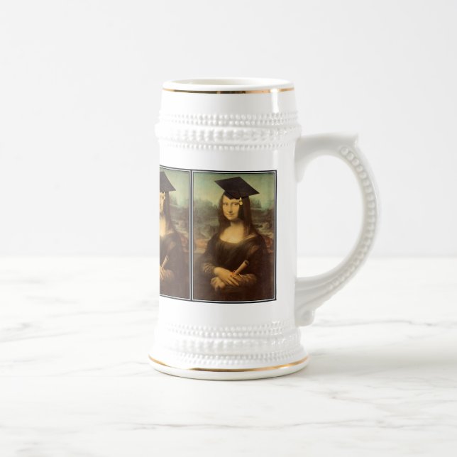 Mona Lisa Graduation Grad Cap Beer Stein (Right)