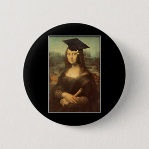 Mona Lisa Graduation Grad Cap Button