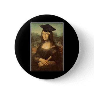 Mona Lisa Graduation Grad Cap Button