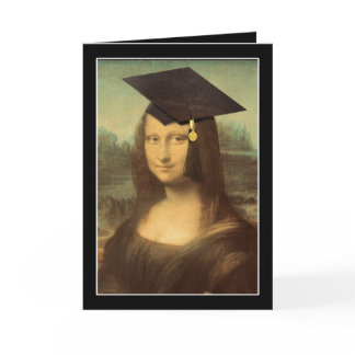 Mona Lisa Graduation Grad Cap Card