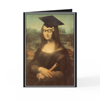 Mona Lisa Graduation Grad Cap Card