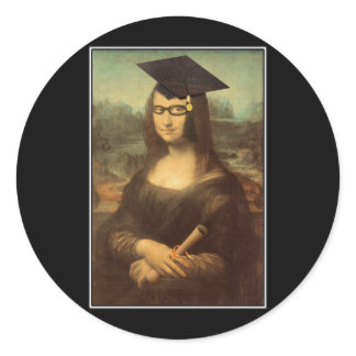 Mona Lisa Graduation Grad Cap Classic Round Sticker