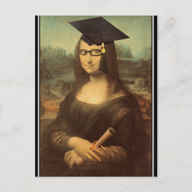 Mona Lisa Graduation Grad Cap Postcard (Front)