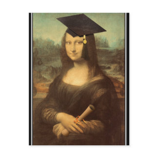 Mona Lisa Graduation Grad Cap Postcard
