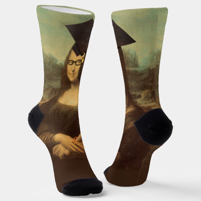 Mona Lisa Graduation Grad Cap Socks (Angled)