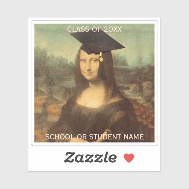 Mona Lisa Graduation Grad Cap Sticker (Sheet)
