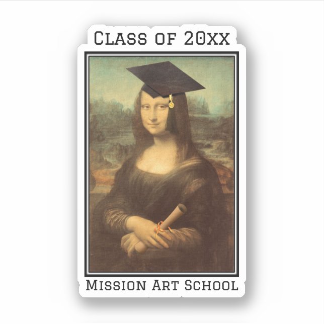 Mona Lisa Graduation  Sticker (Front)