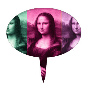 Mona Lisa Green Pink Purple Cake Topper