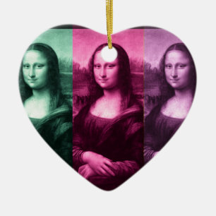 Mona Lisa Green Pink Purple Ceramic Ornament
