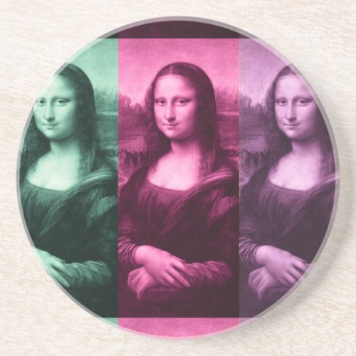 Mona Lisa Green Pink Purple Coaster