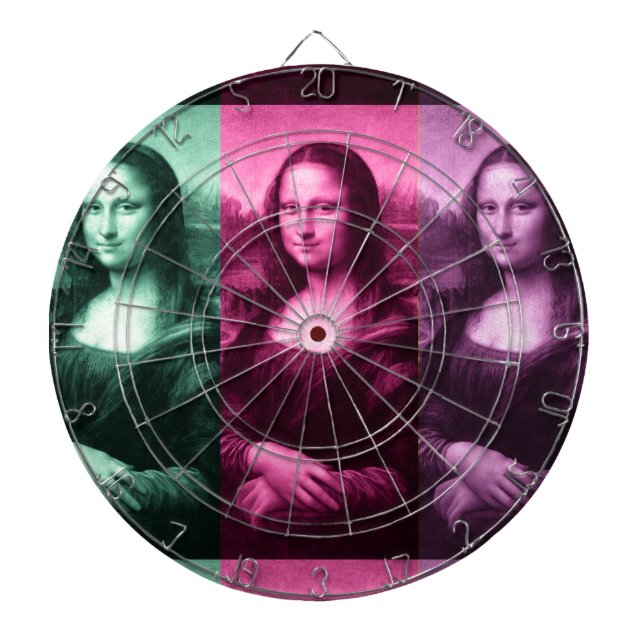 Mona Lisa Green Pink Purple Dart Board (Front)