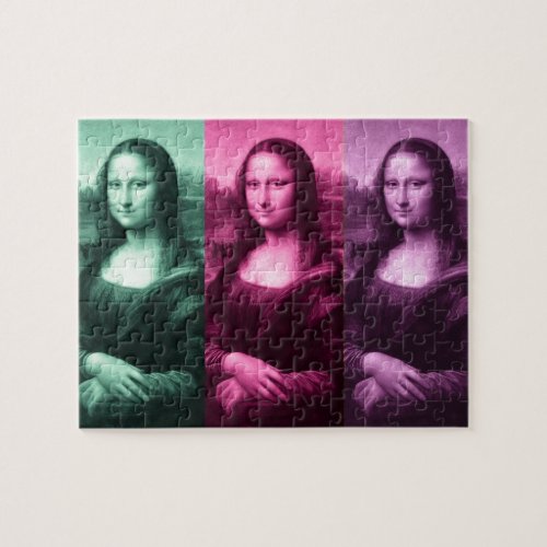 Mona Lisa Green Pink Purple Jigsaw Puzzle