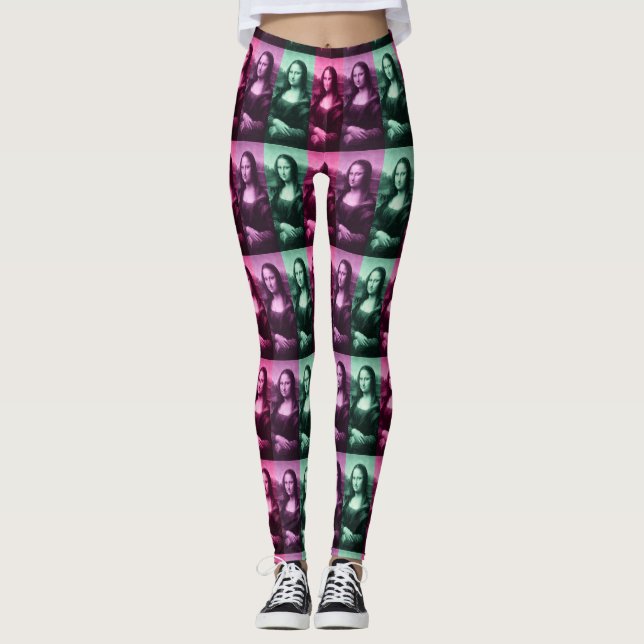 Mona Lisa Green Pink Purple Leggings (Front)