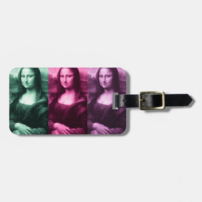 Mona Lisa Green Pink Purple Luggage Tag (Front Horizontal)