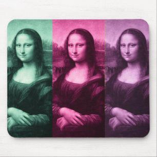 Mona Lisa Green Pink Purple Mouse Pad