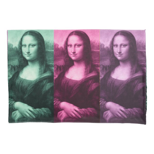 Mona Lisa Green Pink Purple Pillow Case (Front)