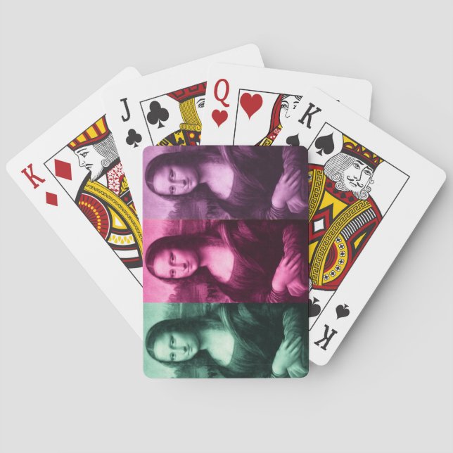 Mona Lisa Green Pink Purple Poker Cards (Back)
