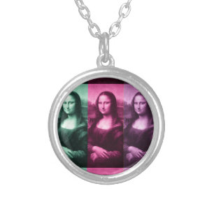 Mona Lisa Green Pink Purple Silver Plated Necklace