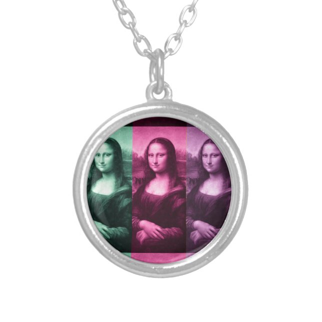 Mona Lisa Green Pink Purple Silver Plated Necklace (Front)