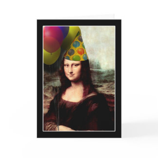 Mona Lisa Happy Birthday Party Hat Card