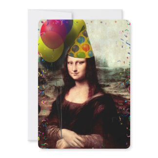 Mona Lisa Happy Birthday Party Hat Invitation