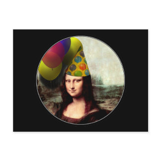 Mona Lisa Happy Birthday Party Hat Postcard