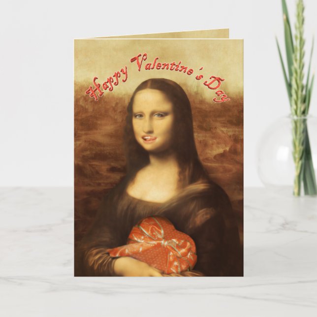Mona Lisa Heart Valentine's Day Kiss Holiday Card (Front)