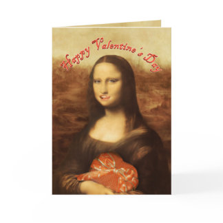 Mona Lisa Heart Valentine's Day Kiss Holiday Card