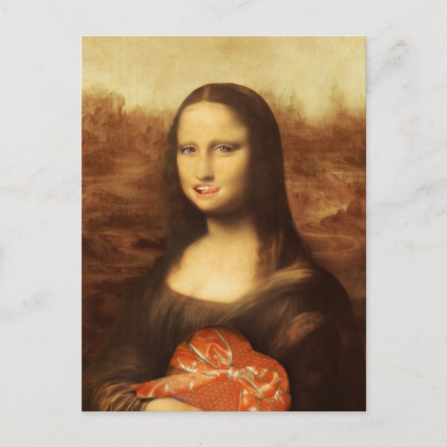 Mona Lisa Heart Valentine's Day Kiss Holiday Postcard (Front)