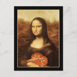 Mona Lisa Heart Valentine's Day Kiss Holiday Postcard