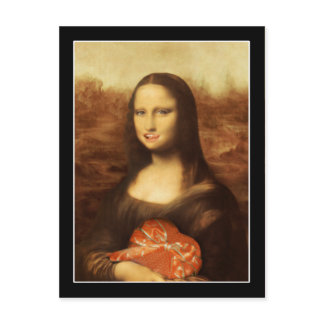Mona Lisa Heart Valentine's Day Kiss Holiday Postcard