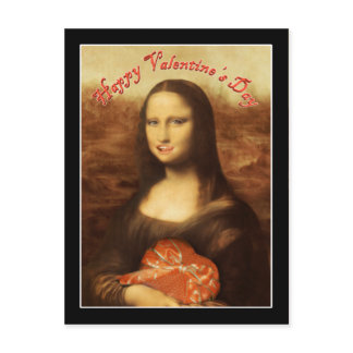 Mona Lisa Heart Valentine's Day Kiss Holiday Postcard