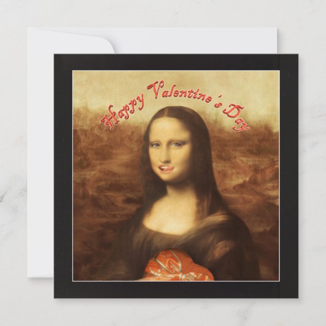 Mona Lisa Heart Valentine's Day Kiss Invitation (Front)