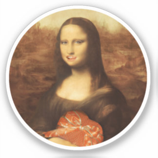 Mona Lisa Heart Valentine's Day Kiss Sticker