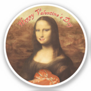 Mona Lisa Heart Valentine's Day Kiss Sticker