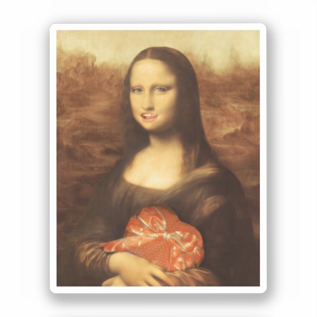 Mona Lisa Heart Valentine's Day Kiss Sticker (Front)