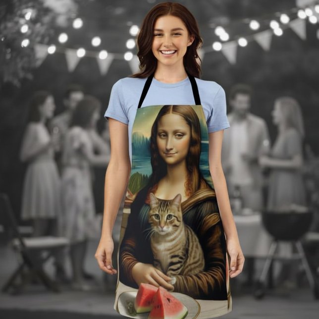 Mona Lisa &her cat  -  Summer vibes \ Apron (Creator Uploaded)