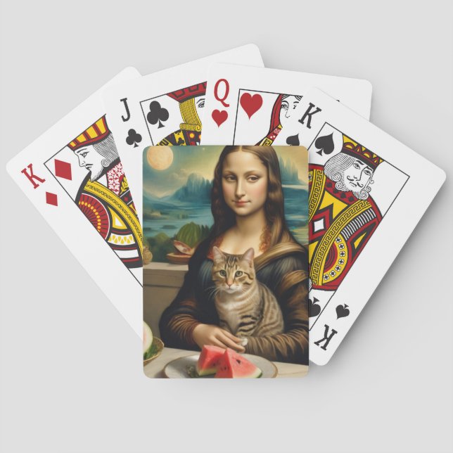 Mona Lisa &her cat  -  Summer vibes \ Poker Cards (Back)