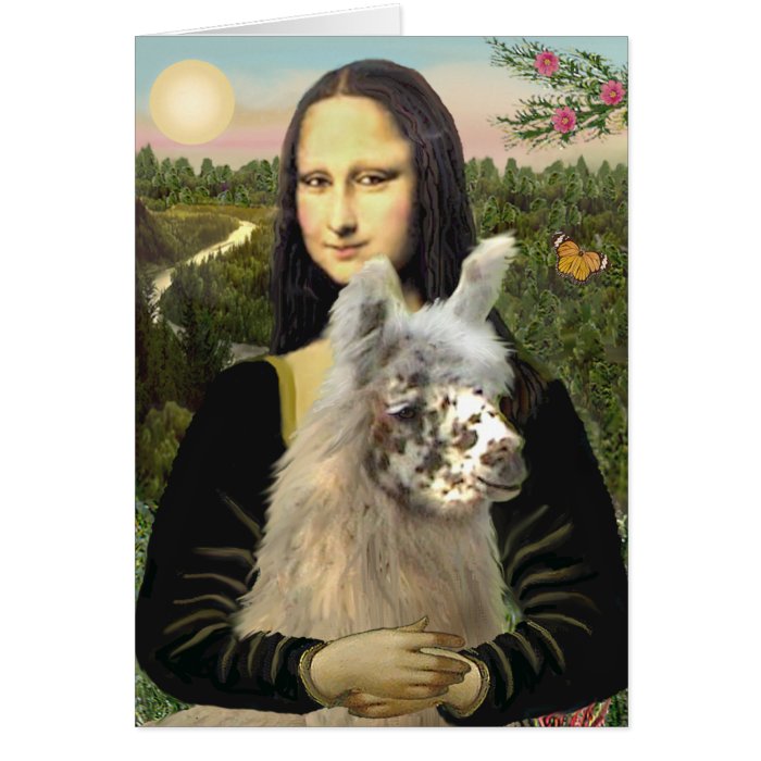 Mona Lisa & Her Llama Greeting Card