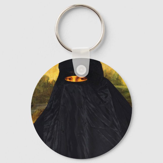 Mona Lisa Hidden Behind Burqa Keychain (Front)
