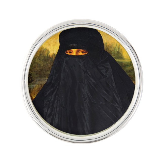 Mona Lisa Hidden Behind Burqa Lapel Pin (Front)
