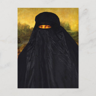 Mona Lisa Hidden Behind Burqa Postcard